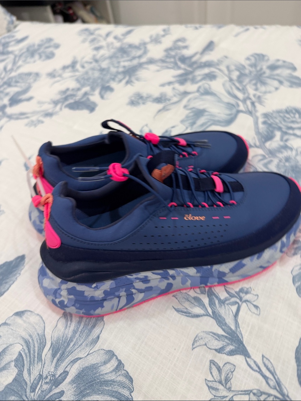 Clove Women's Navy Sneakers with Pink Accents
